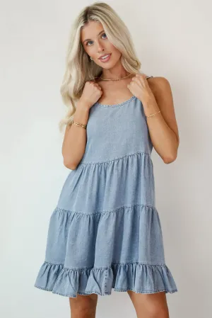 Abundance Of Love Denim Tiered Mini Dress
