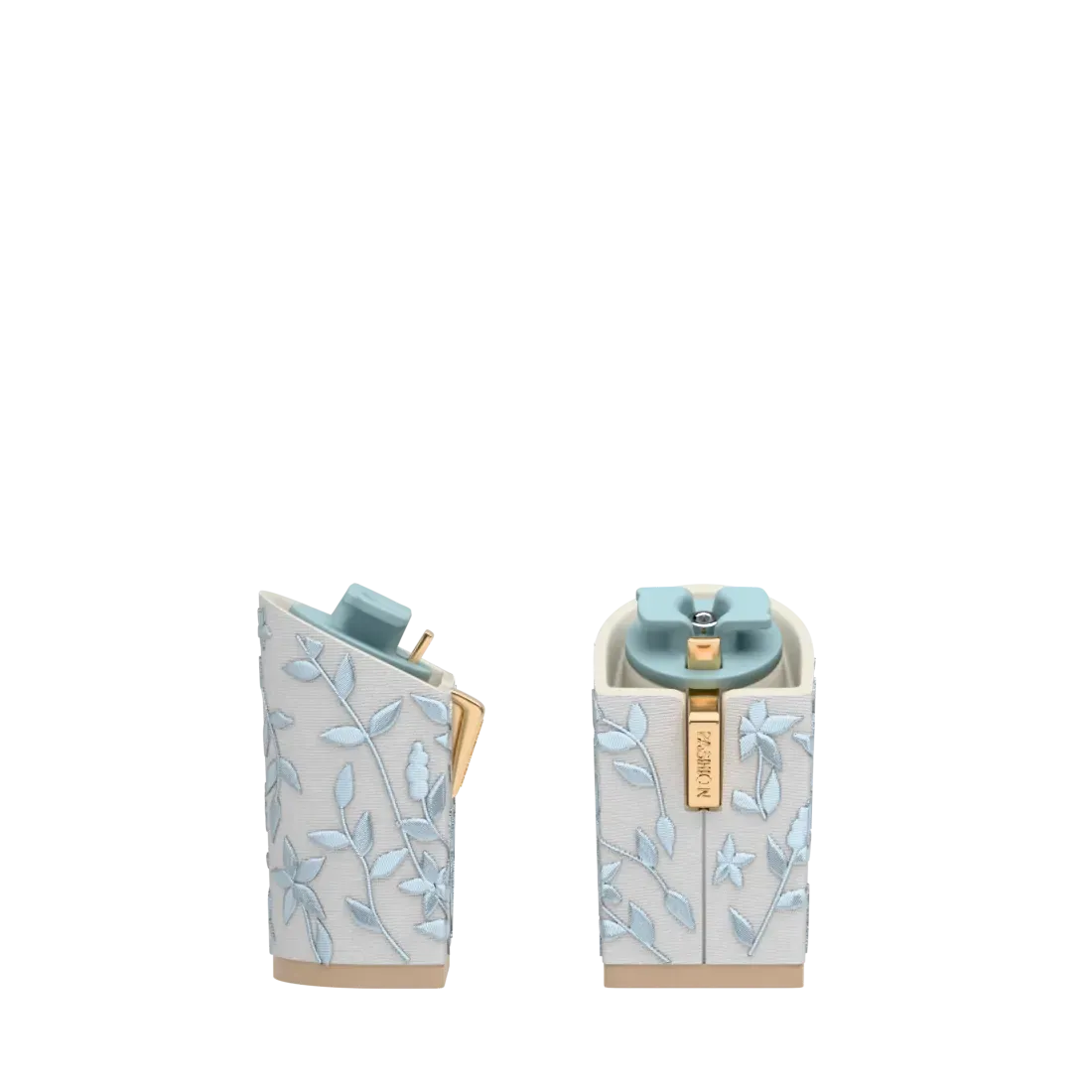 Block Heel Kit 4 White Floral Embroidery