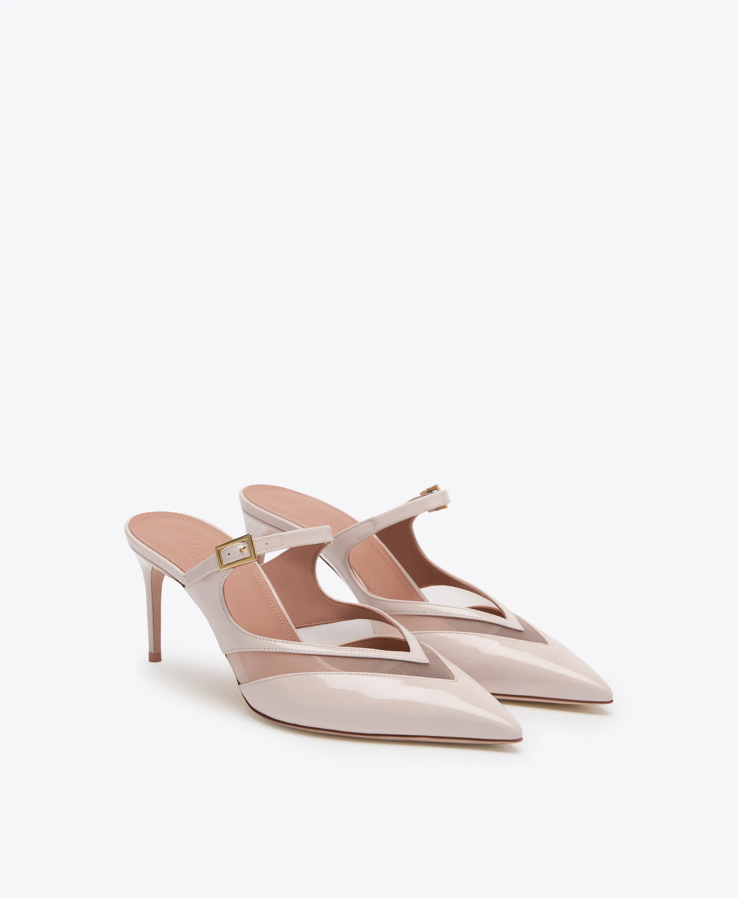 Cristi 70 Grey Leather Mesh Mules