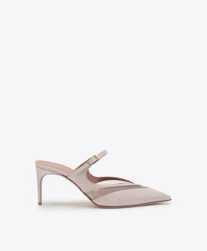 Cristi 70 Grey Leather Mesh Mules