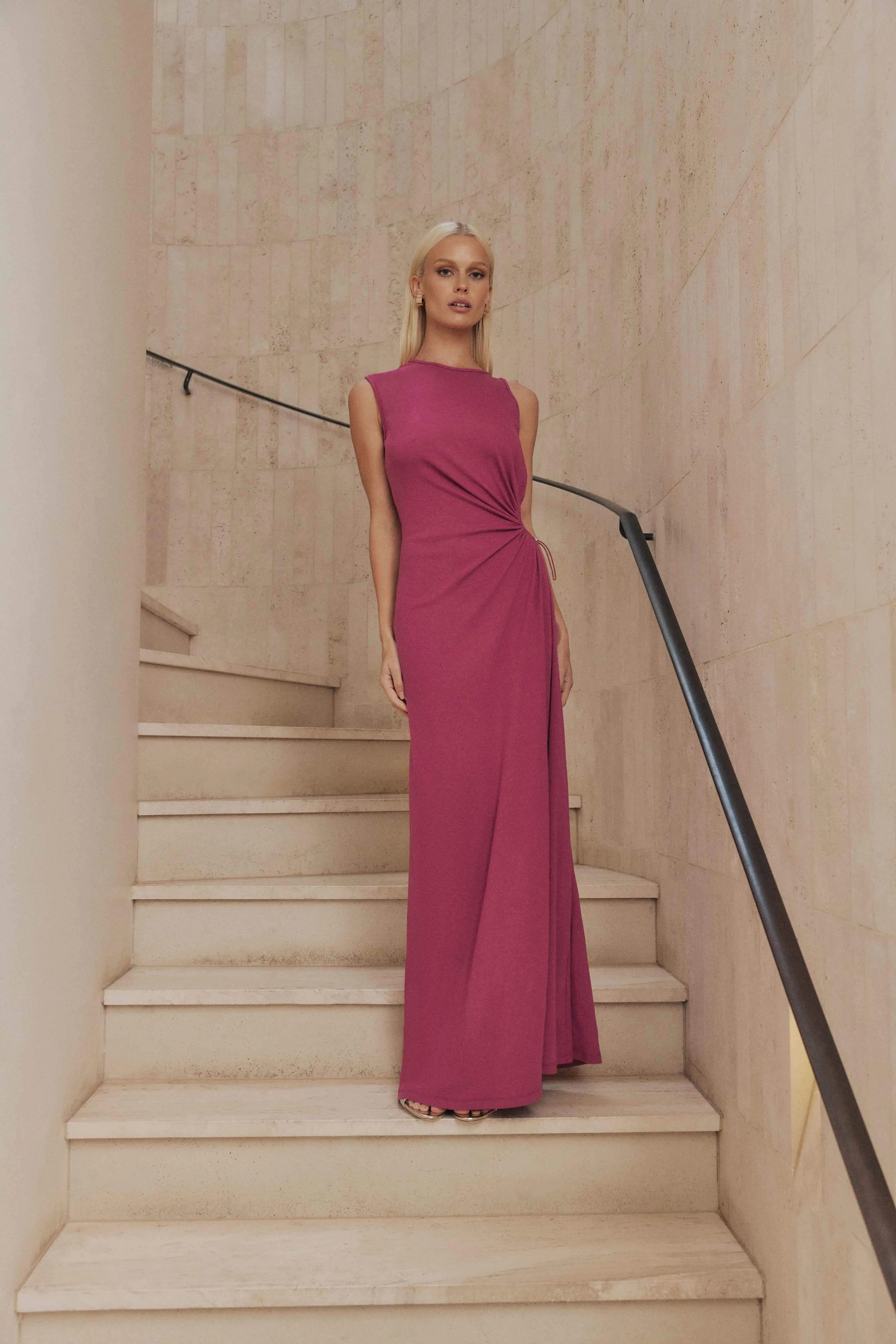 CURAAE Kendall Sleeveless Maxi Dress in Pink
