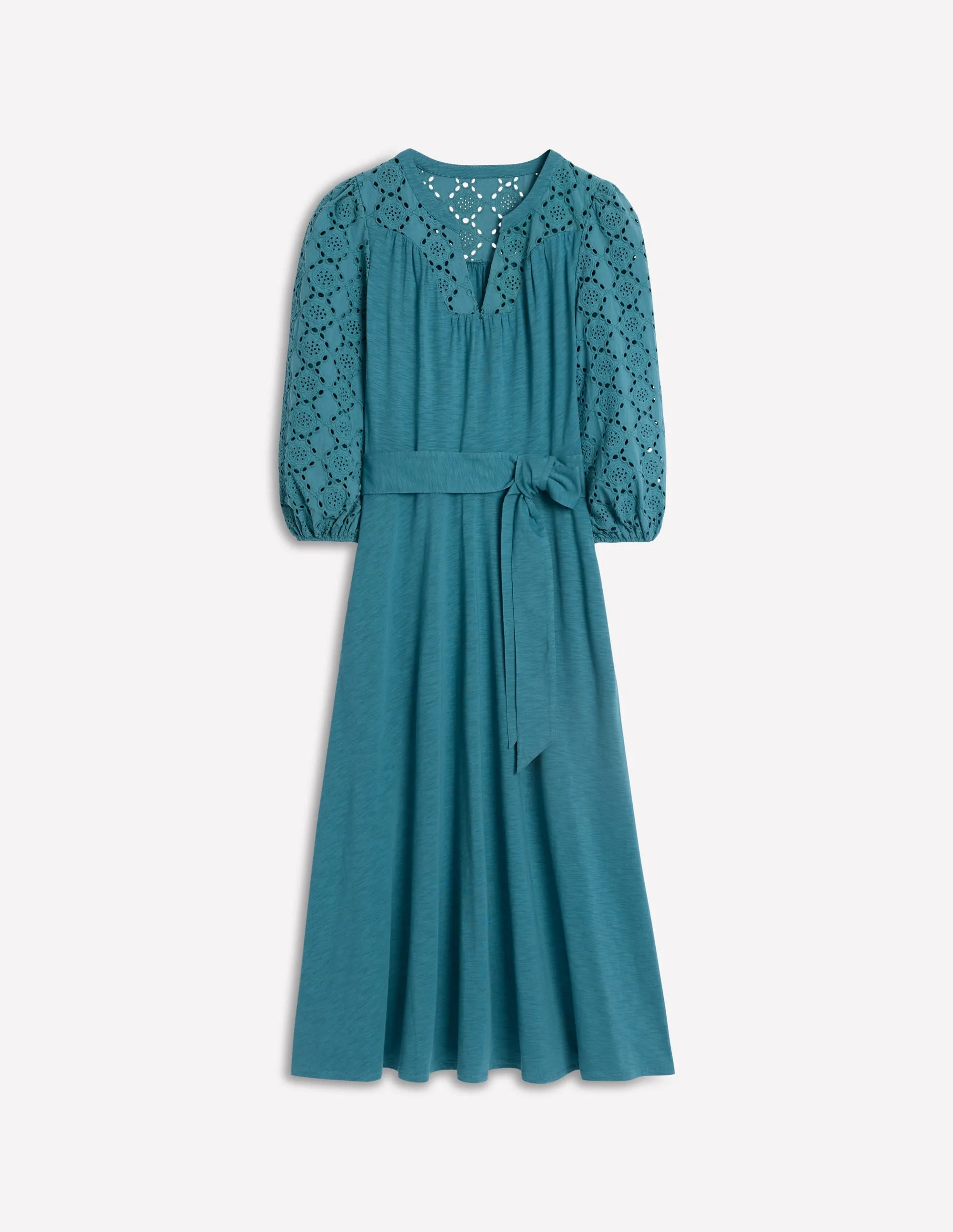Eden Broderie Jersey Dress-Waterfall Blue