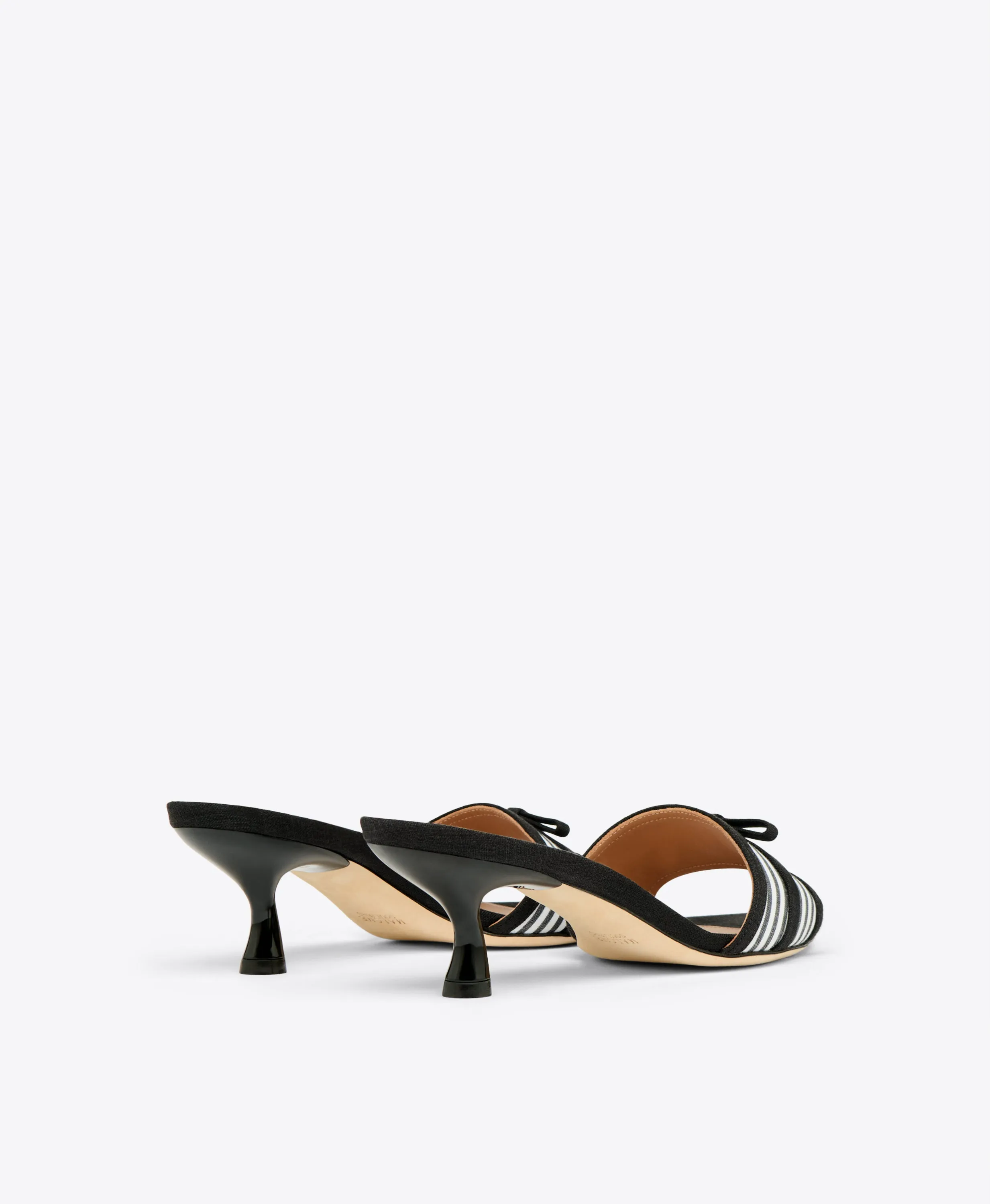 Eloise 45 Black Striped Kitten Heel Sandals