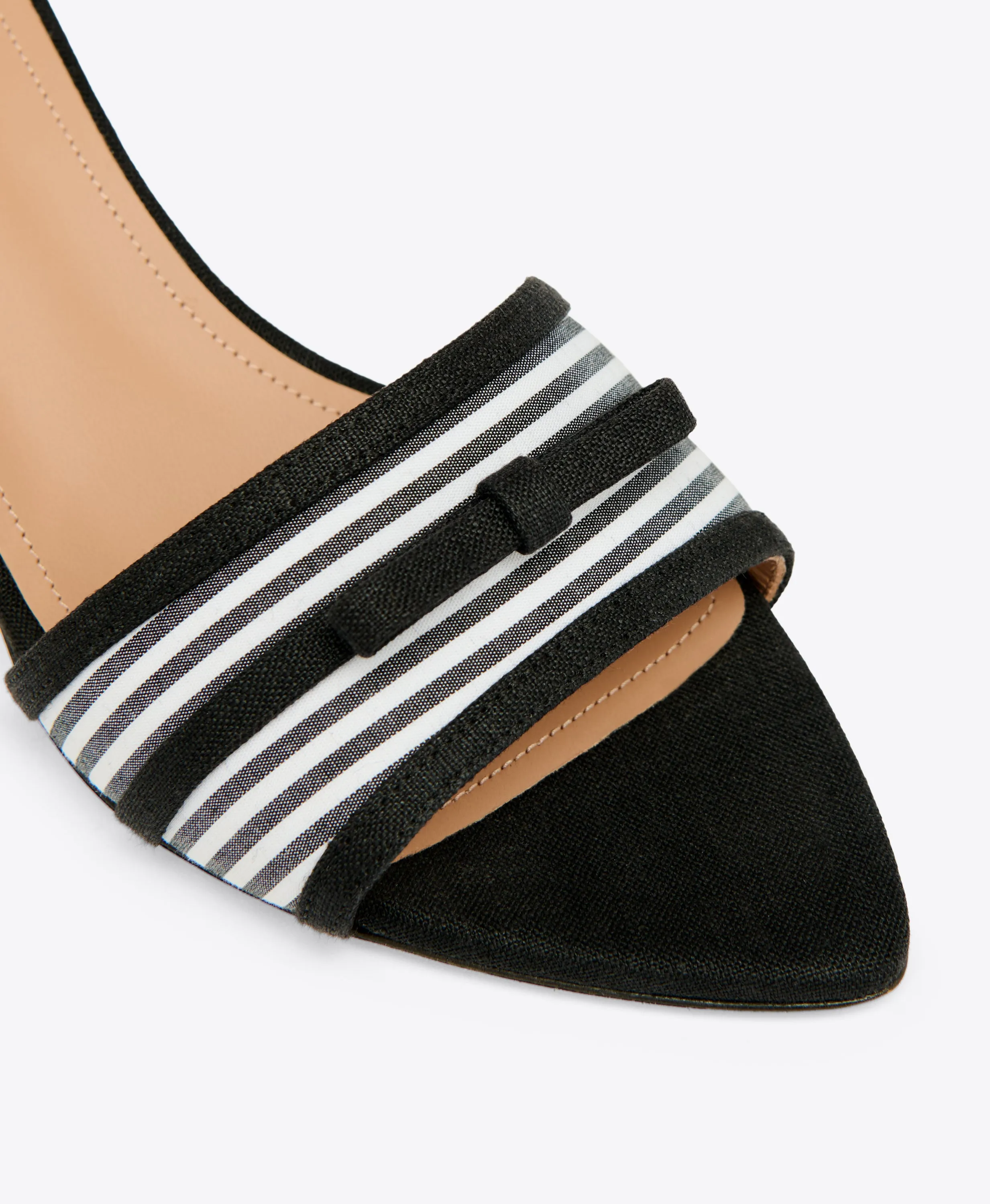 Eloise 45 Black Striped Kitten Heel Sandals