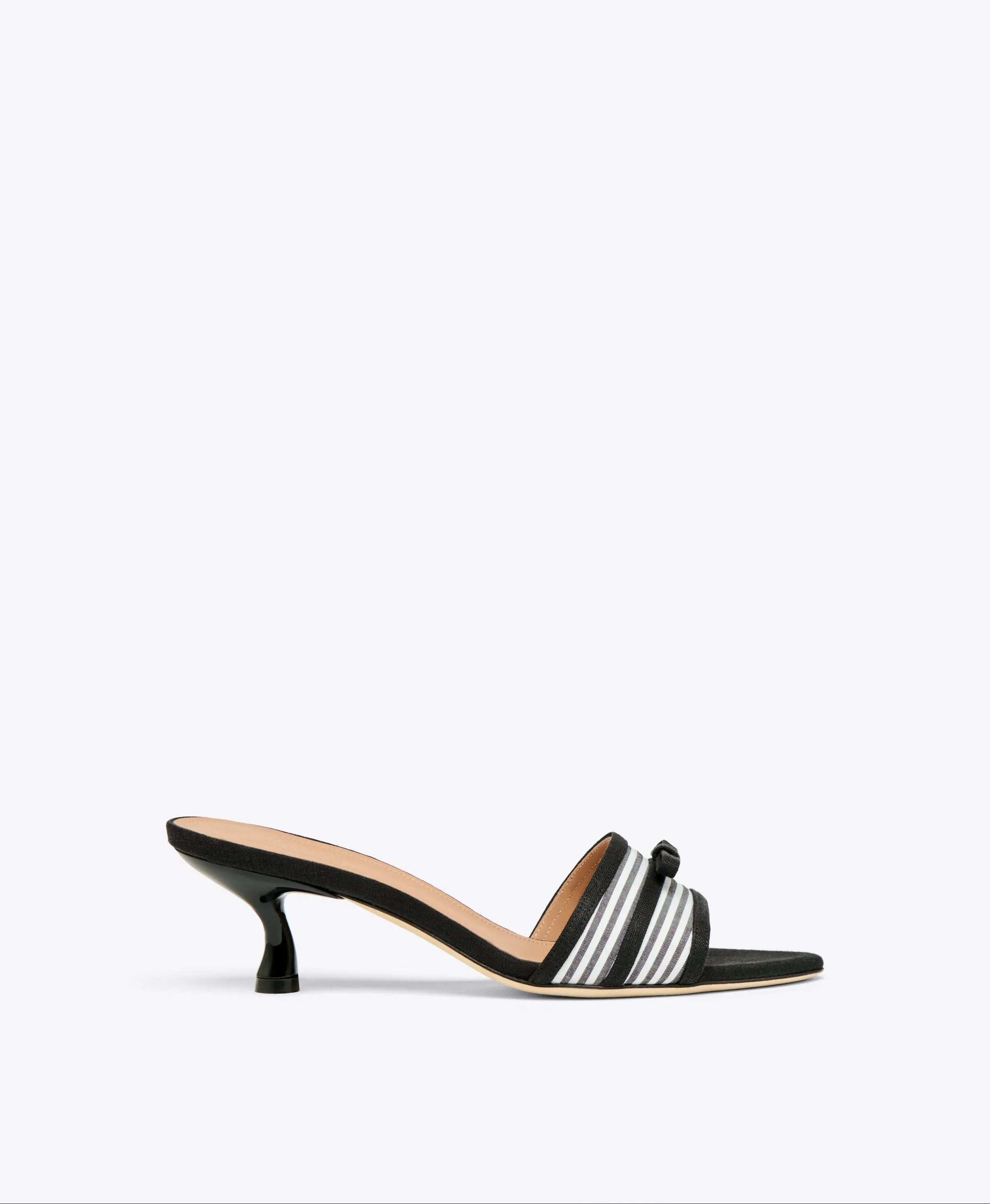 Eloise 45 Black Striped Kitten Heel Sandals