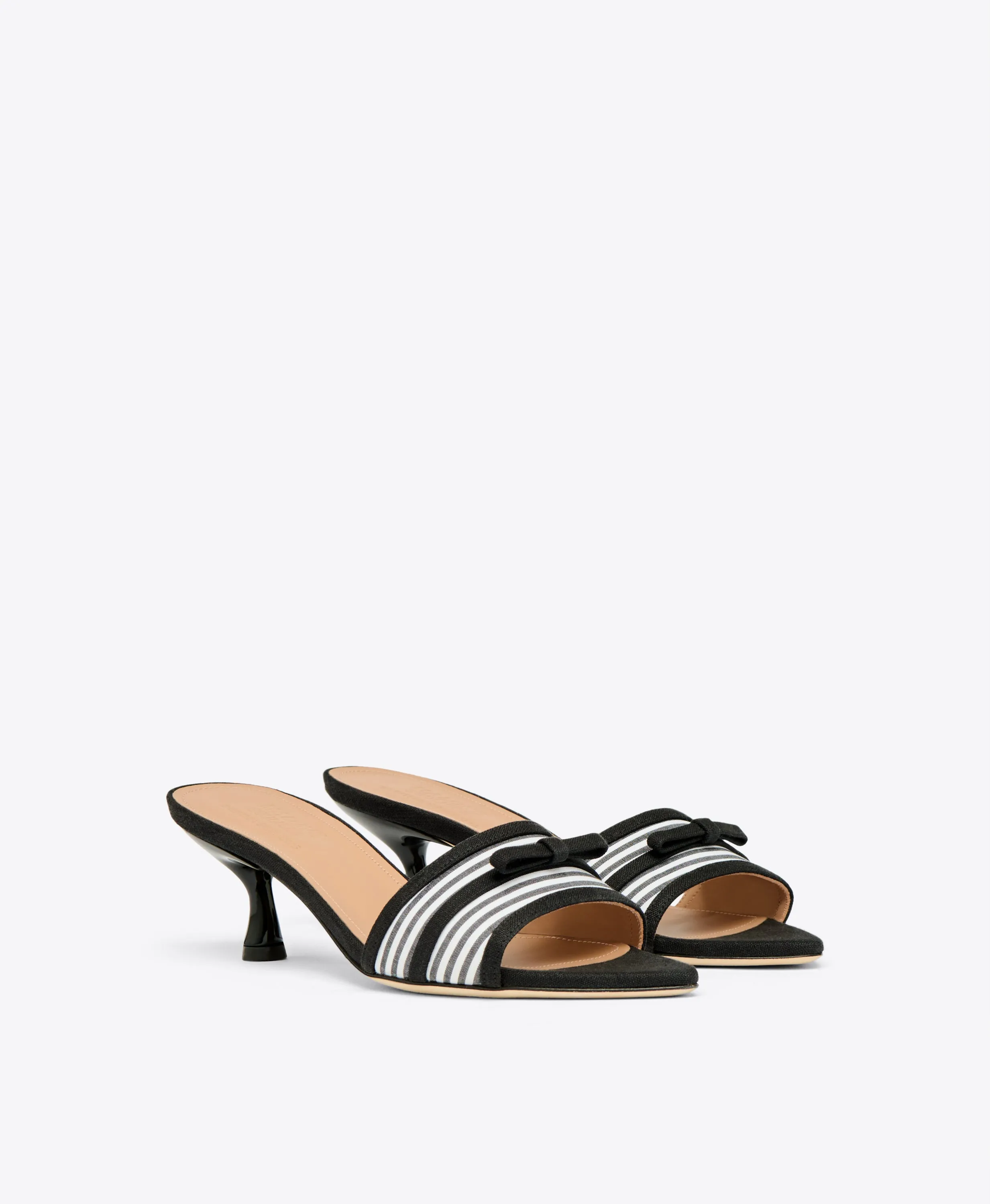Eloise 45 Black Striped Kitten Heel Sandals