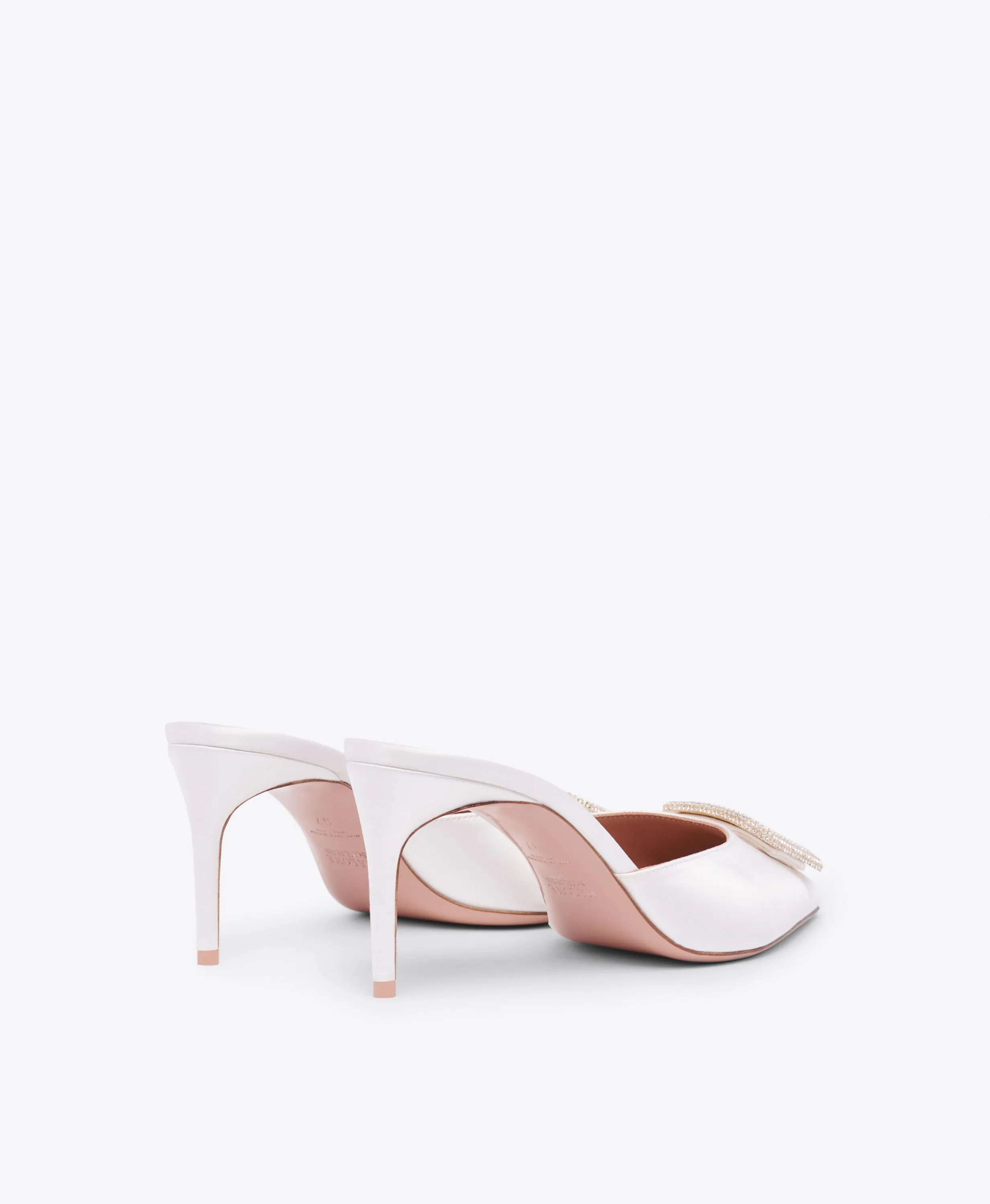 Mona 70 White Satin Mules