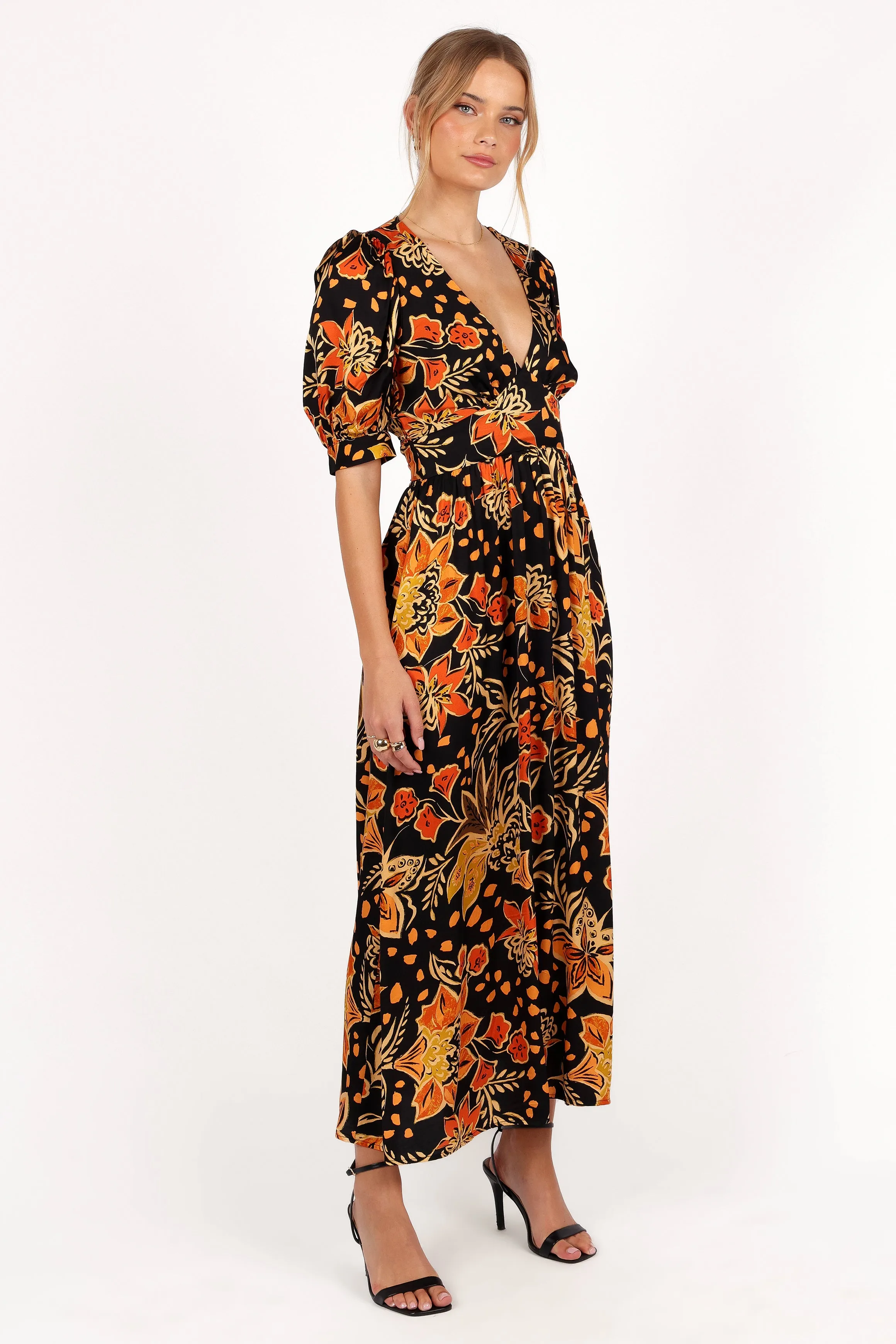 Nadalyn Midi Dress - Black/Multi