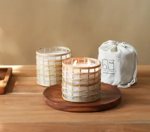 SNOW GLASS CANDLE - SQUARE WEAVE