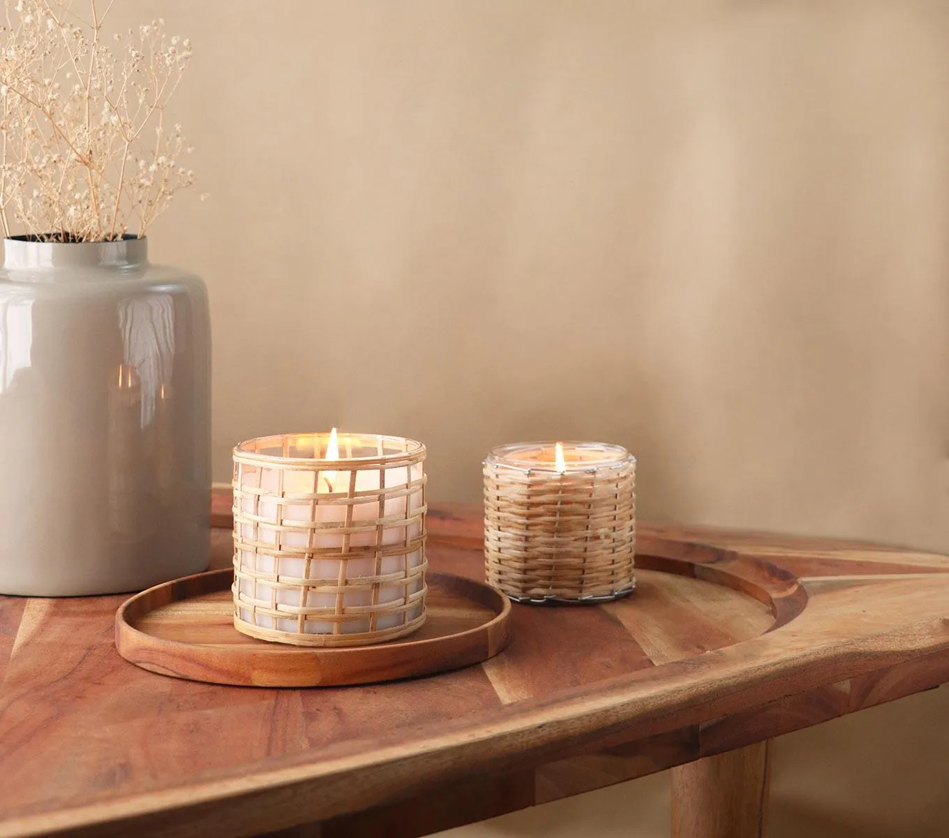SNOW GLASS CANDLE - SQUARE WEAVE