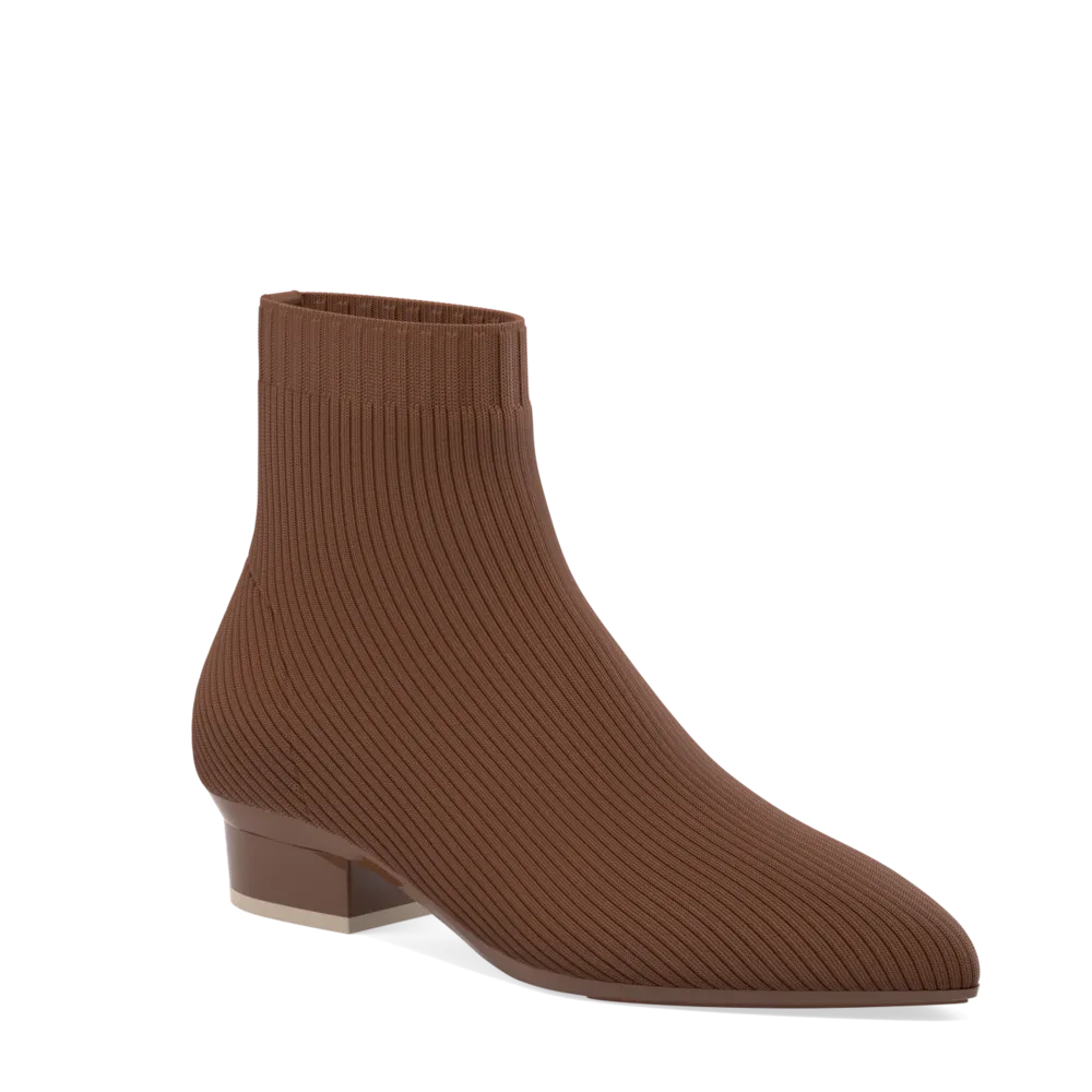 The Bootie Walnut Knit   Block Heel Kit 4 Walnut - FINAL SALE