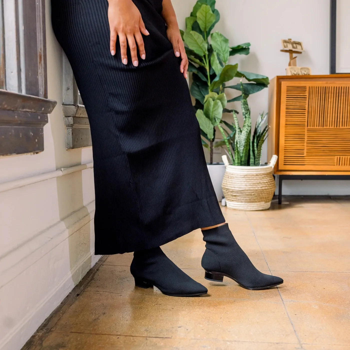 The Bootie Wide Width - Coal Knit 4 Block - FINAL SALE