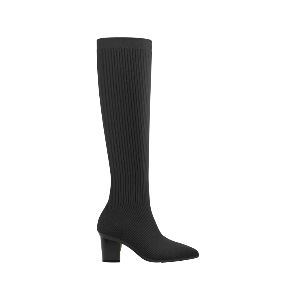 The Knee High Boot Coal Knit   Block Heel Kit 3 Coal - FINAL SALE