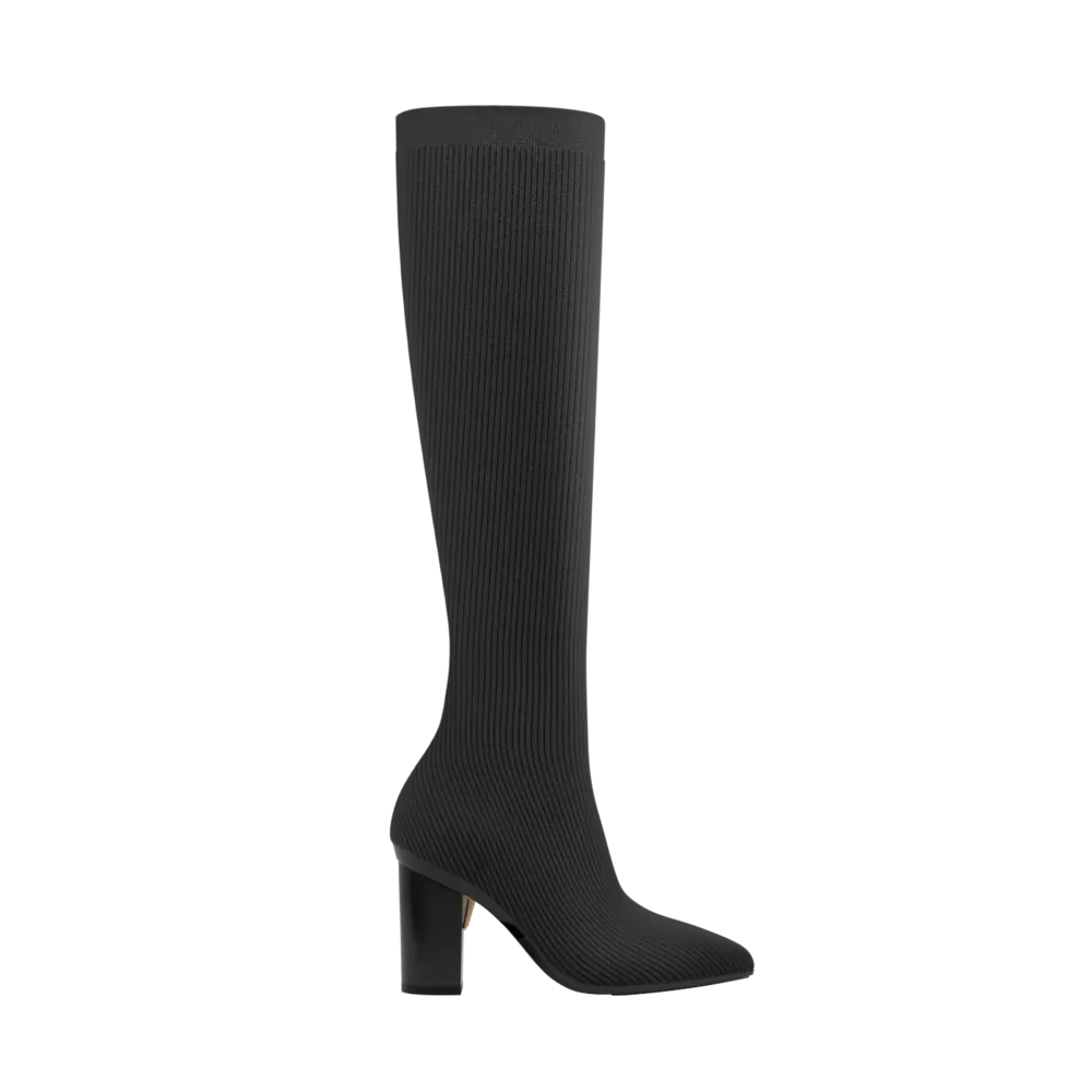 The Knee High Boot Coal Knit   Block Heel Kit 4 Coal - FINAL SALE