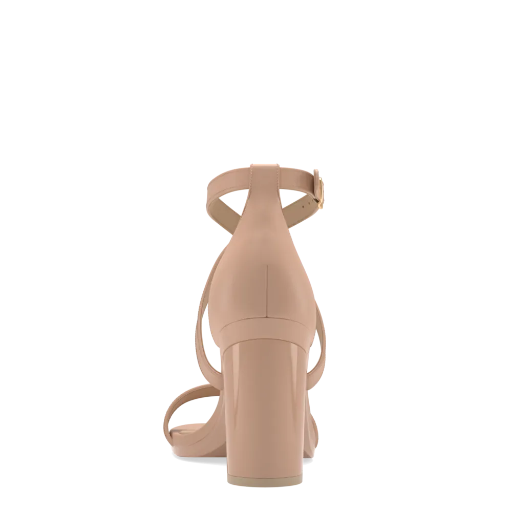 The Sandal - Latte Leather   Block Heel Kit 4 Latte