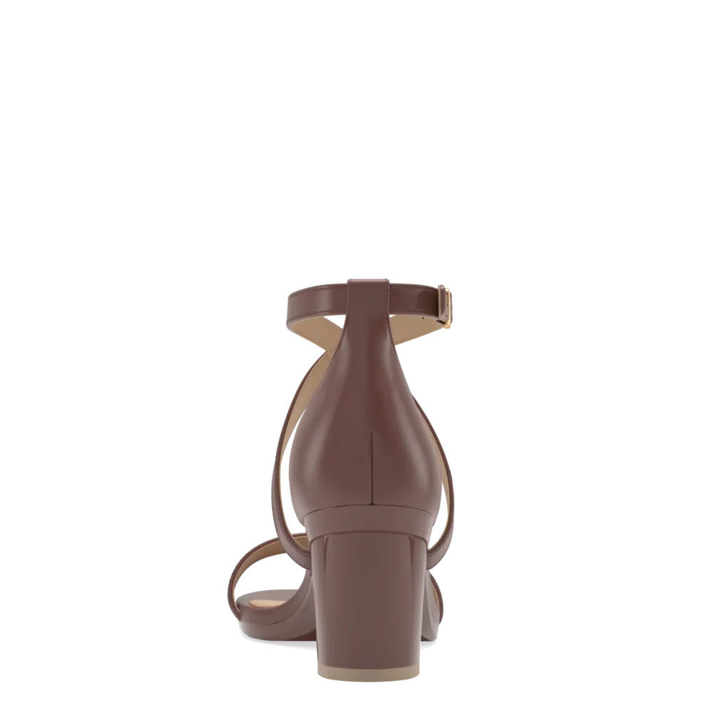 The Sandal - Walnut Leather   Block Heel Kit 3 Walnut - FINAL SALE