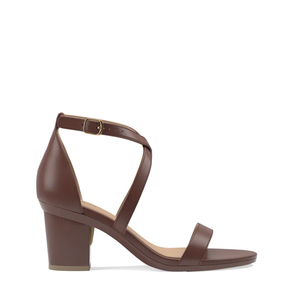 The Sandal - Walnut Leather   Block Heel Kit 3 Walnut - FINAL SALE
