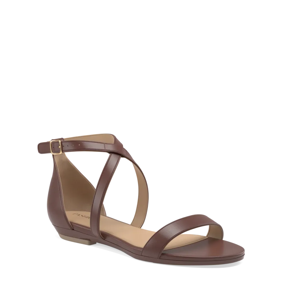 The Sandal - Walnut Leather   Block Heel Kit 3 Walnut - FINAL SALE
