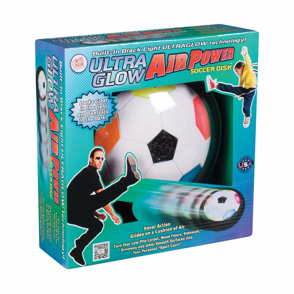 Toysmith Ultra Glow Air Power Soccer Disk - Light-Up Indoor Play